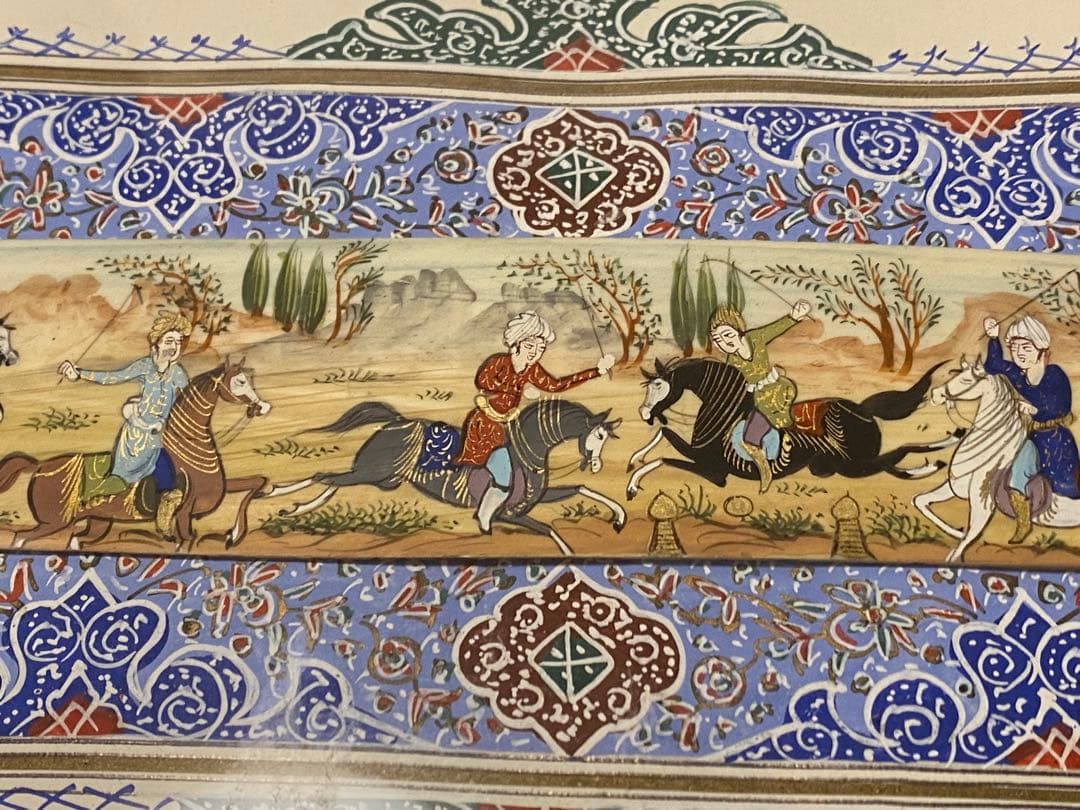 イスタンブール購入 ペルシャ絵画 騎馬戦闘シーン（モザイク画）