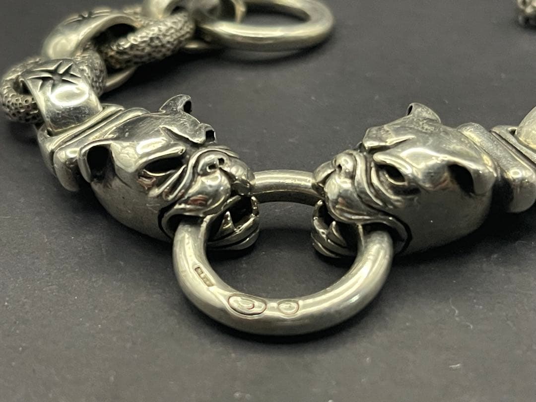 約140g シルバー925製　ブルドッグ　ブレスレット　ビンテージ