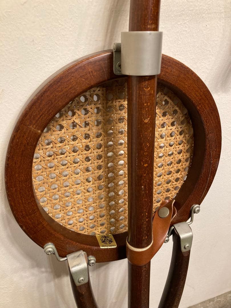 希少 秋田木工 折り畳み ステッキチェア 曲木椅子 籐張 ヴィンテージ 古道具