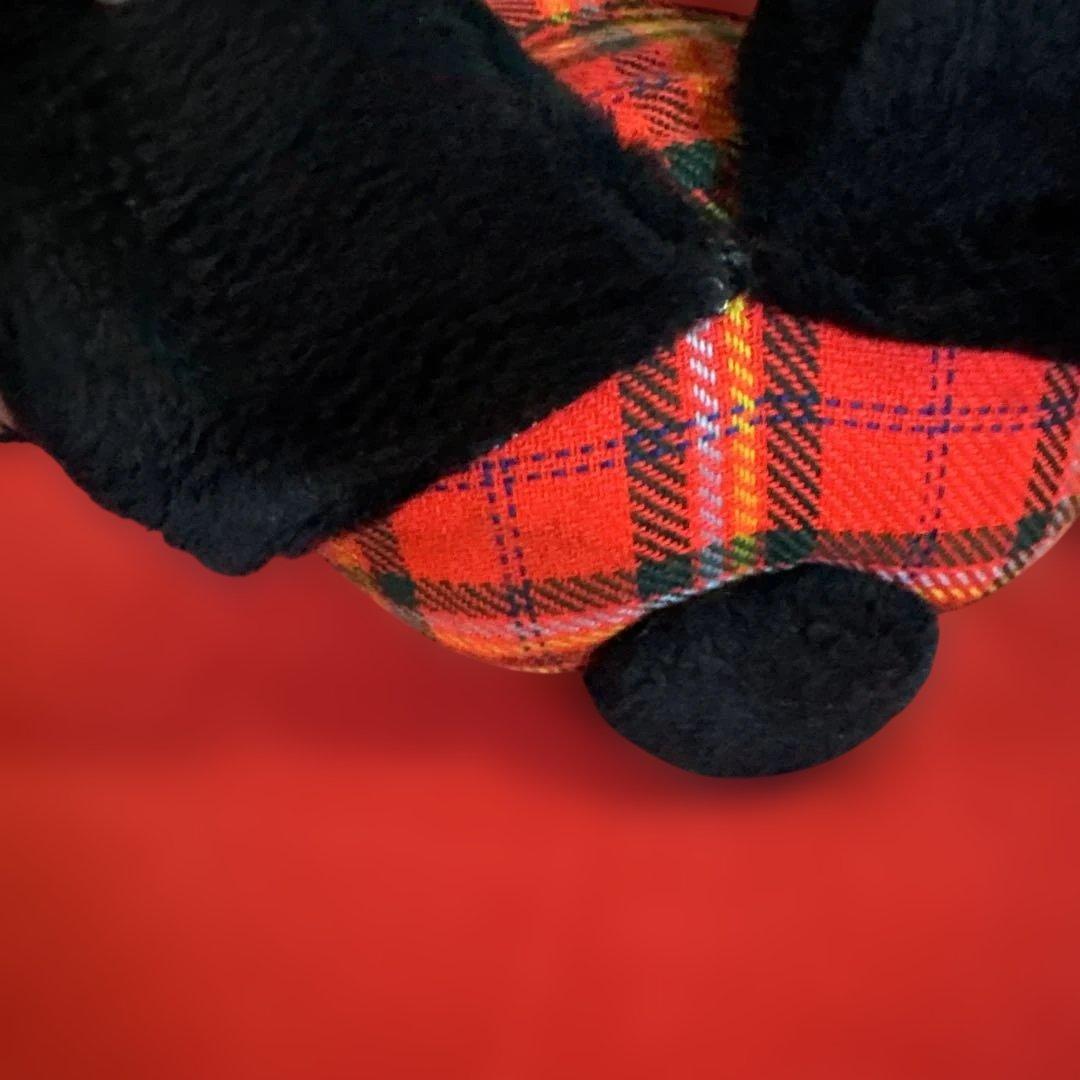 昭和レトロ　パンダぬいぐるみ 赤チェックオーバーオール