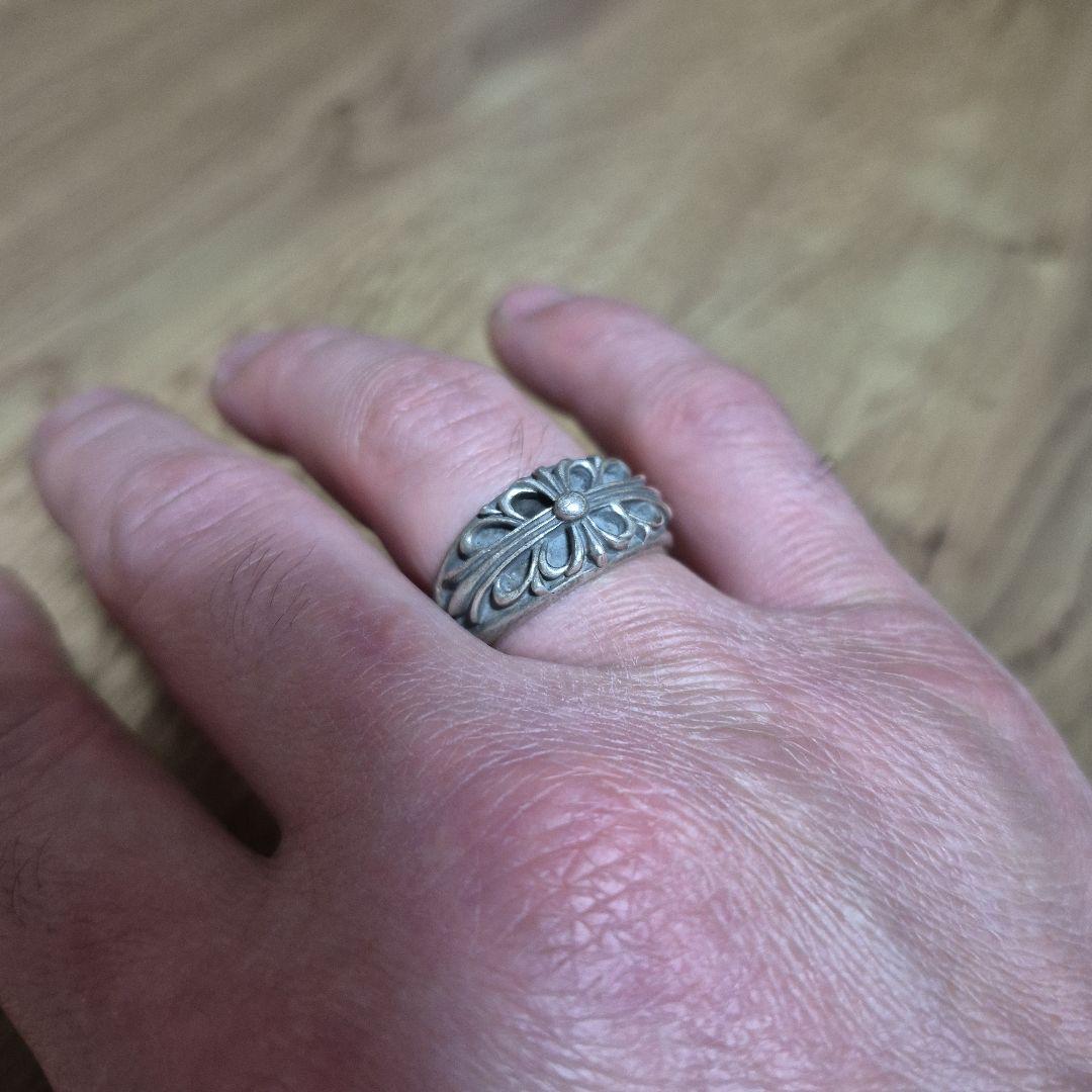 ヴィンテージリングクロムハーツ好きSilver925リングフローラルクロスリング