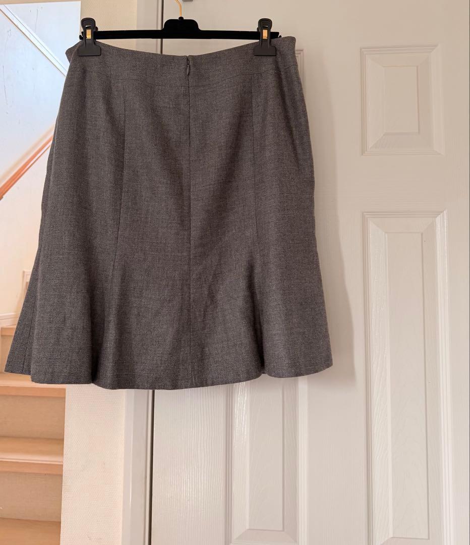 CHANEL シャネル リネン/カシミア トランペット スカート　グレー