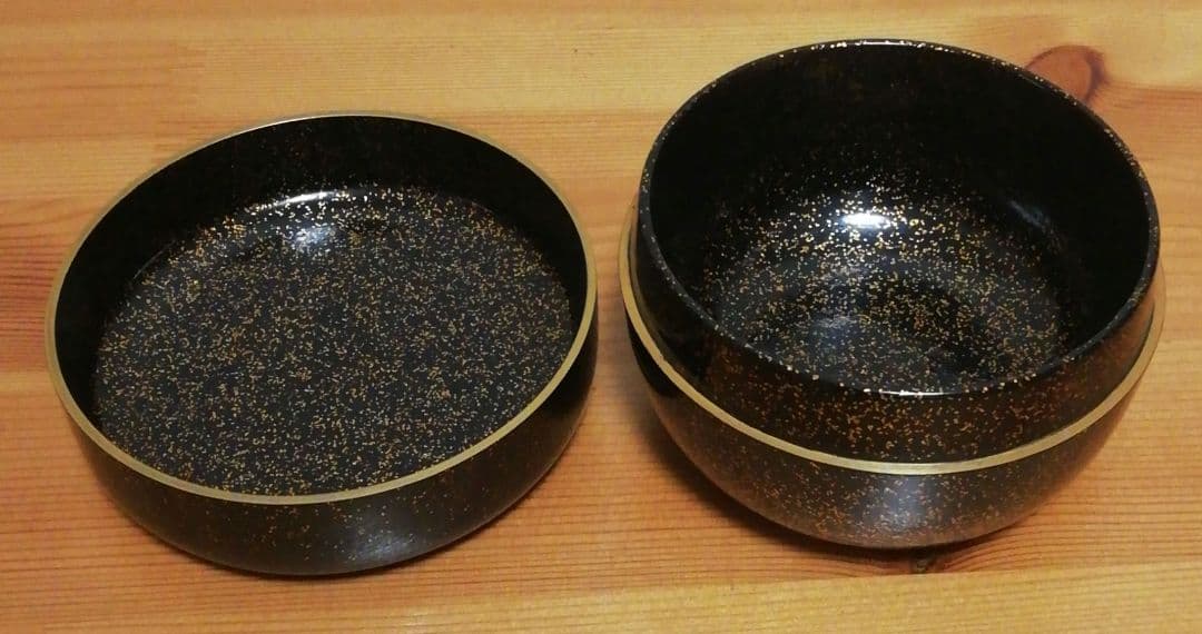 抱悦作　加州　描金　詰平目　梨地　棗　共箱　茶道具