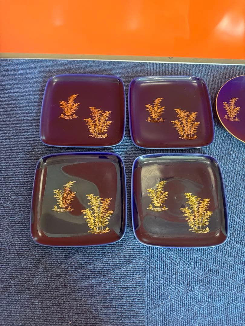 2034 深川製磁 方皿4客 丸皿3客 金彩
