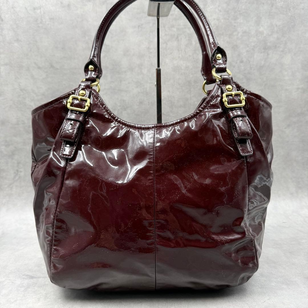 コーチ マディソン ハンドバッグ エナメル ボルドー 18610