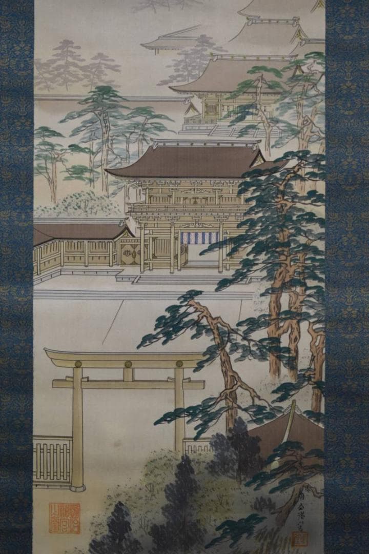 真作/加藤國堂/明治神官図/桐共箱二重箱付/布袋屋掛軸HE-541