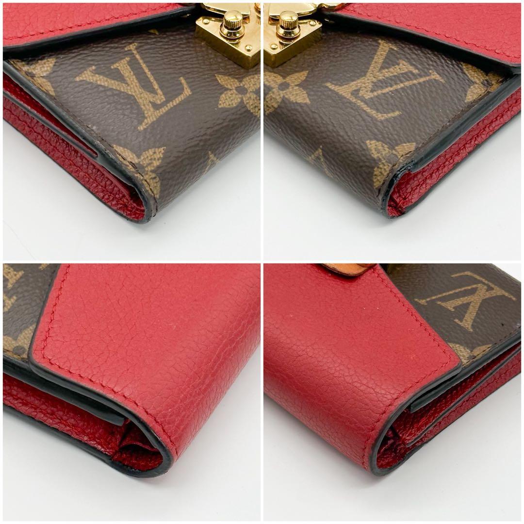 ルイヴィトン ポルトフォイユ パラス コンパクト レッド 三つ折り モノグラム