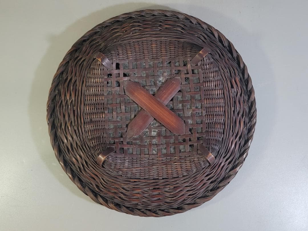 茶道具 竹籠 炭斗 時代物 DT707