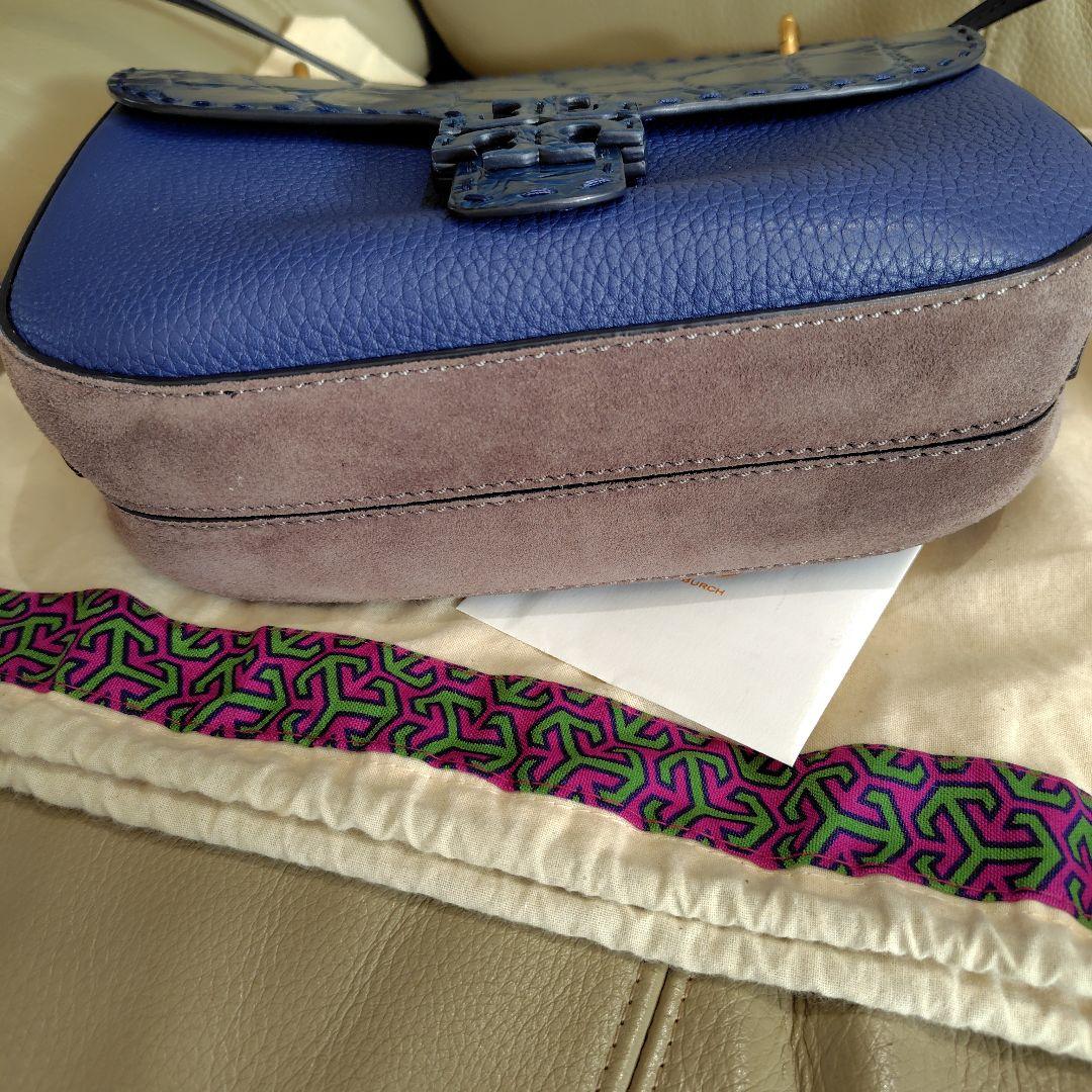 トリーバーチネイビー クロコ型押し 2wayバッグ　美品