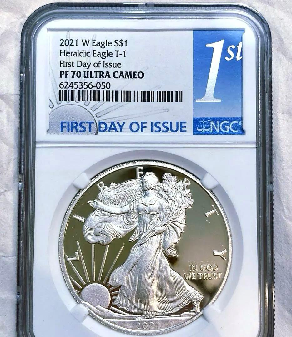 NGC最高鑑定☆2021年アメリカ1ドル シルバーイーグル銀貨☆PF70UC