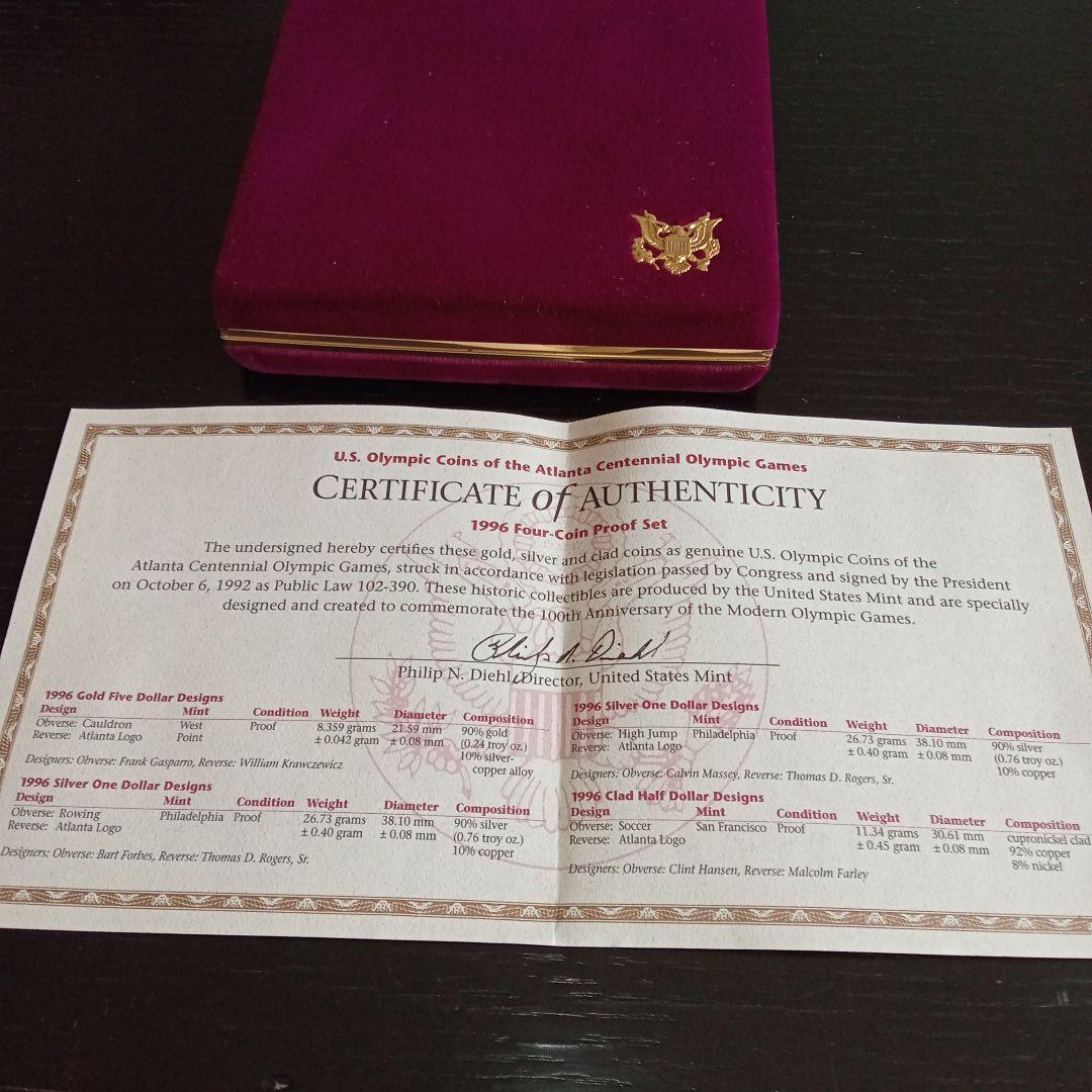1996年アトランタオリンピック コインセット 金貨、銀貨、銅貨4枚