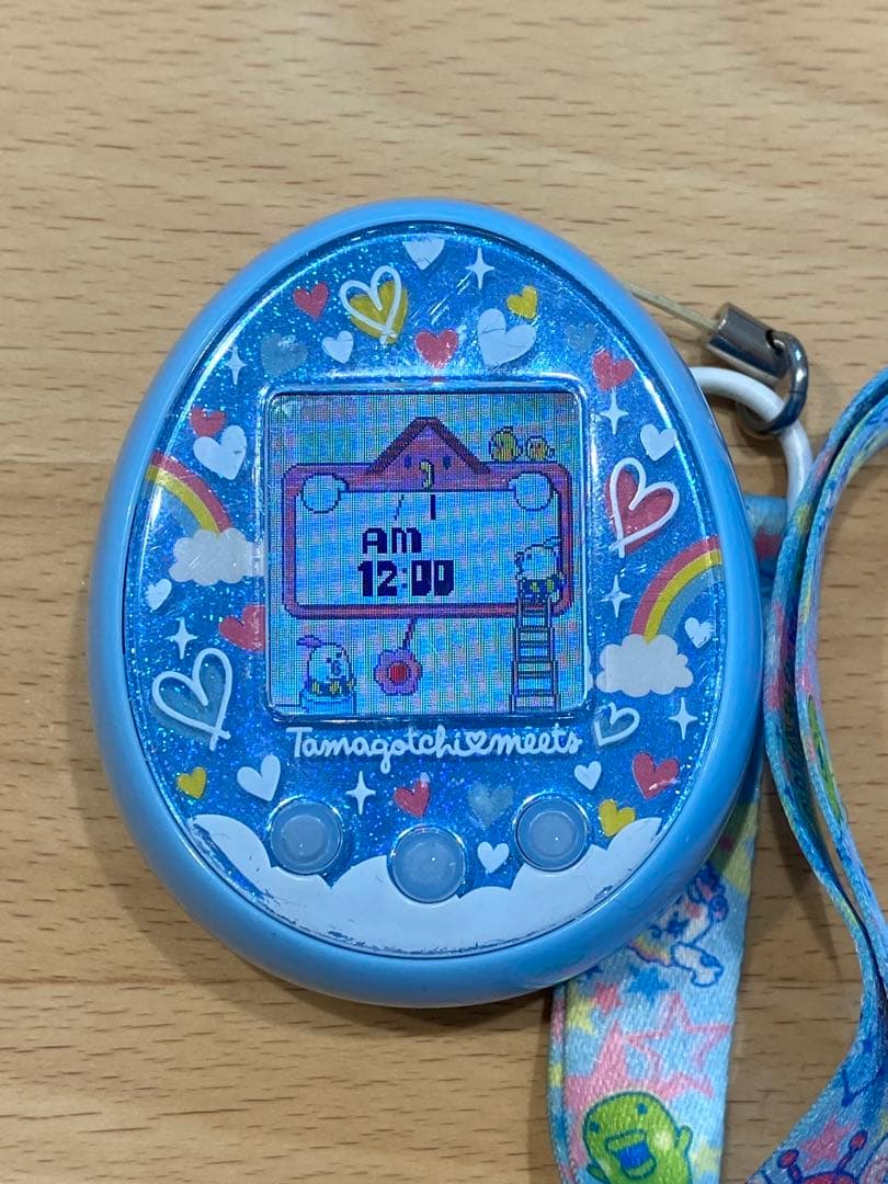 【動作確認済み】たまごっちみーつ ブルー ハート柄 説明書付きBANDAI