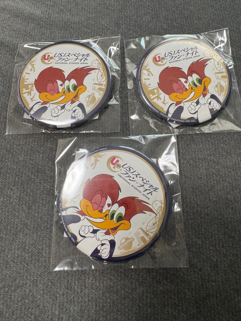 USJ 缶バッチ スペシャルファンナイト ウッディ ウッドペッカー3個