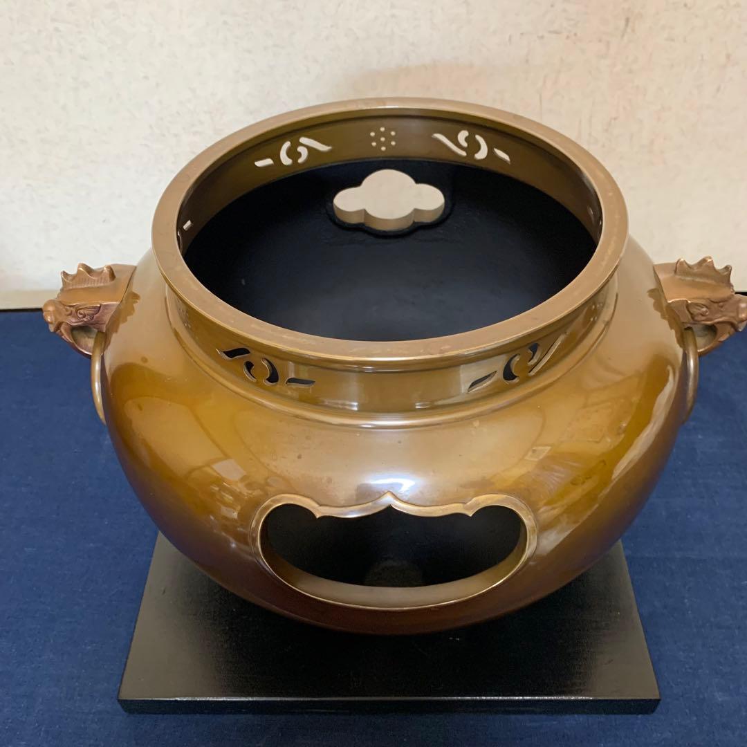 風炉 茶釜 電熱器 唐銅鬼面風炉 野々田製電熱器 敷板 茶道具 お点前道具