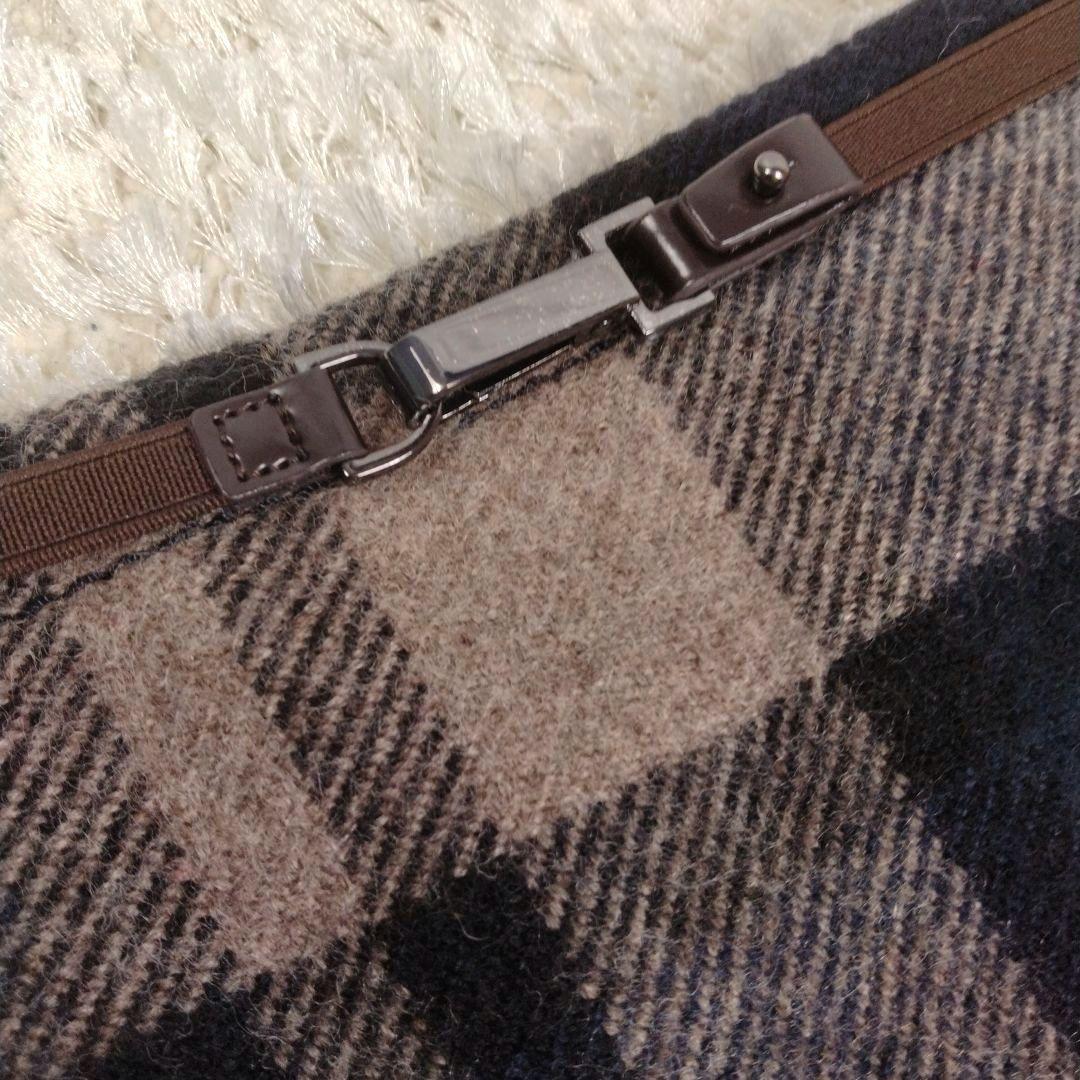 レディース☆エスマックスマーラ　ウールチェックスカート　ベルト付ブルガリア製40