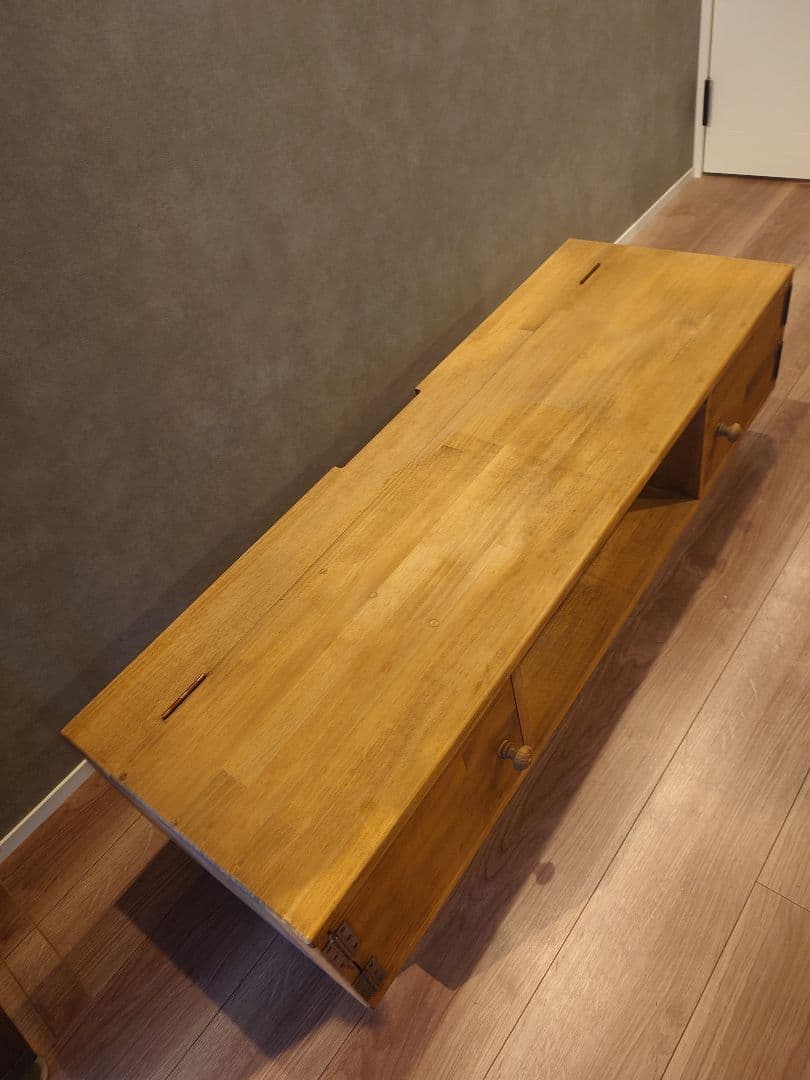 テレビボード120 ローボード パイン材 アイアン脚 背面収納