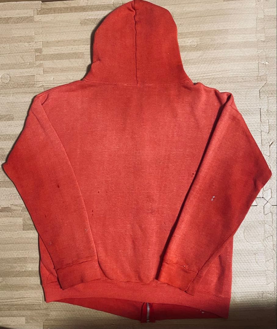 60s ジップパーカー　フェード　サーモンピンク　ヴィンテージ