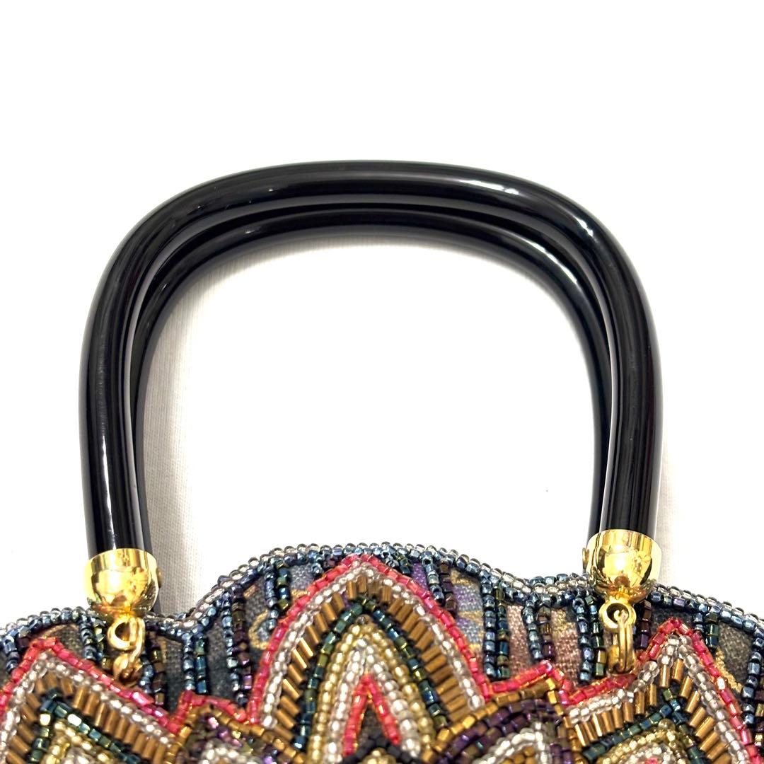 未使用級 LUMY ルミー はしもと ビーズ 総ビーズ パーティバッグ 皇室