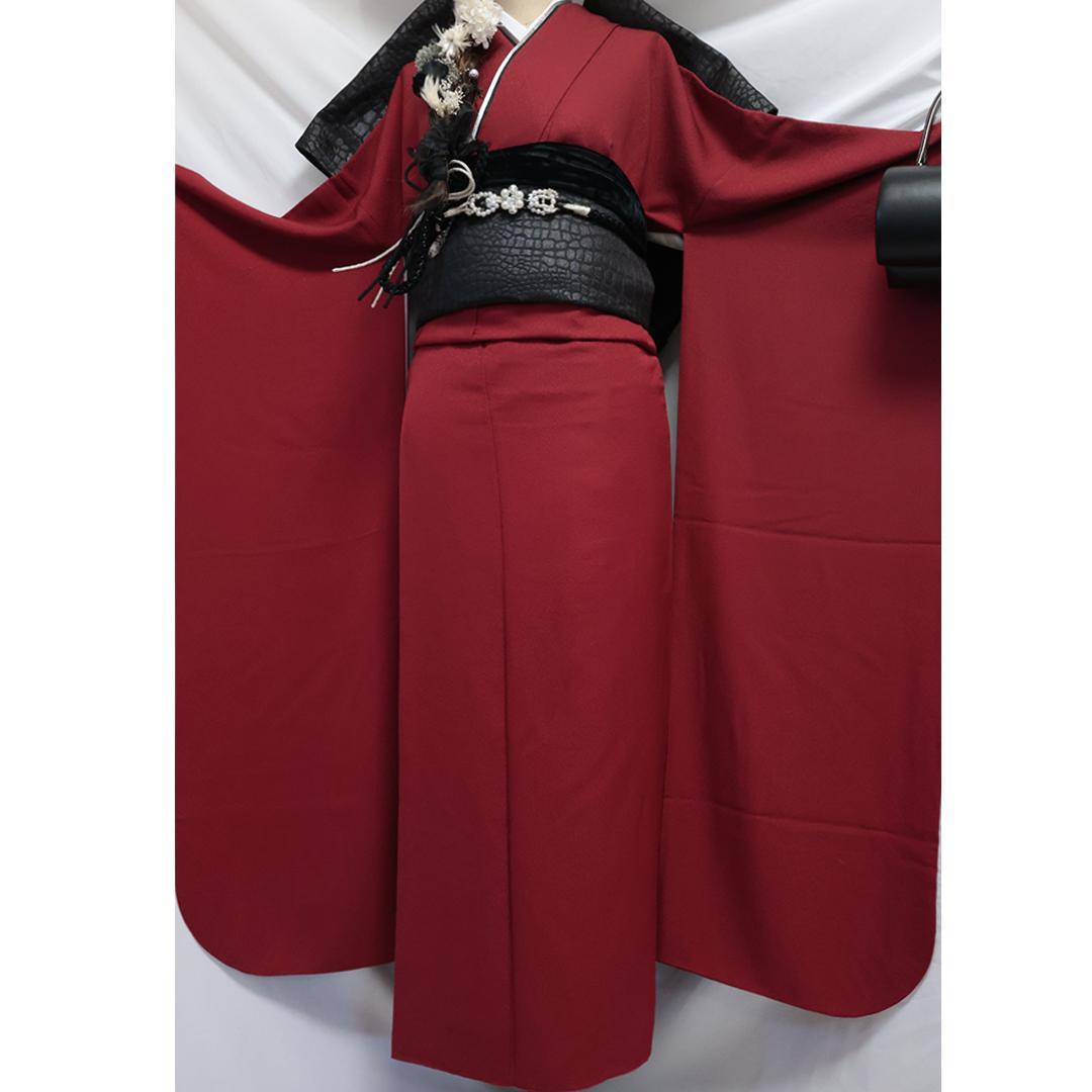 s様専用◇ 振袖5点セット ◇赤系 丈165cm無地正絹帯新品帯締め MI81