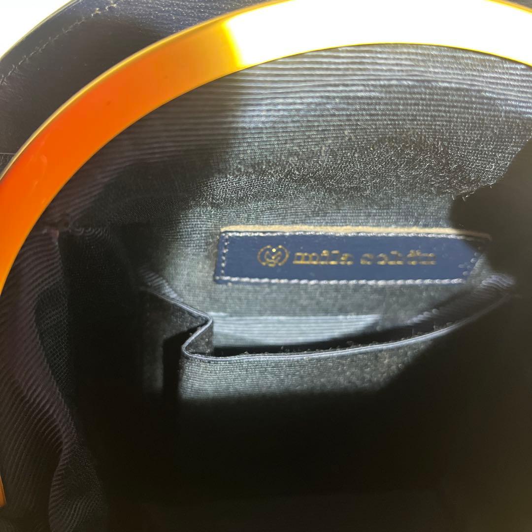 Mila schon ミラショーン 丸型 パーティーバッグ レザー 巾着