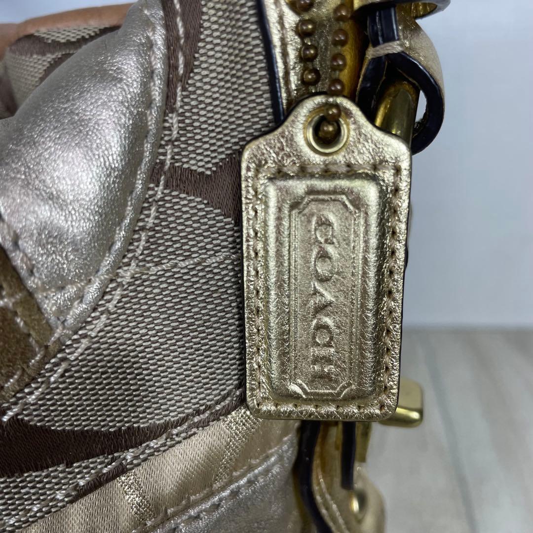 COACH コーチ　ゴールド系パッチワークショルダーバッグ　ワンショルダー