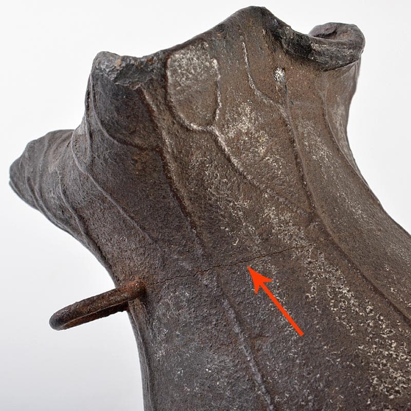 南蛮焼締 蓮葉形 蓮花蛙象嵌 掛け花生 合せ箱付 V R7084 刻