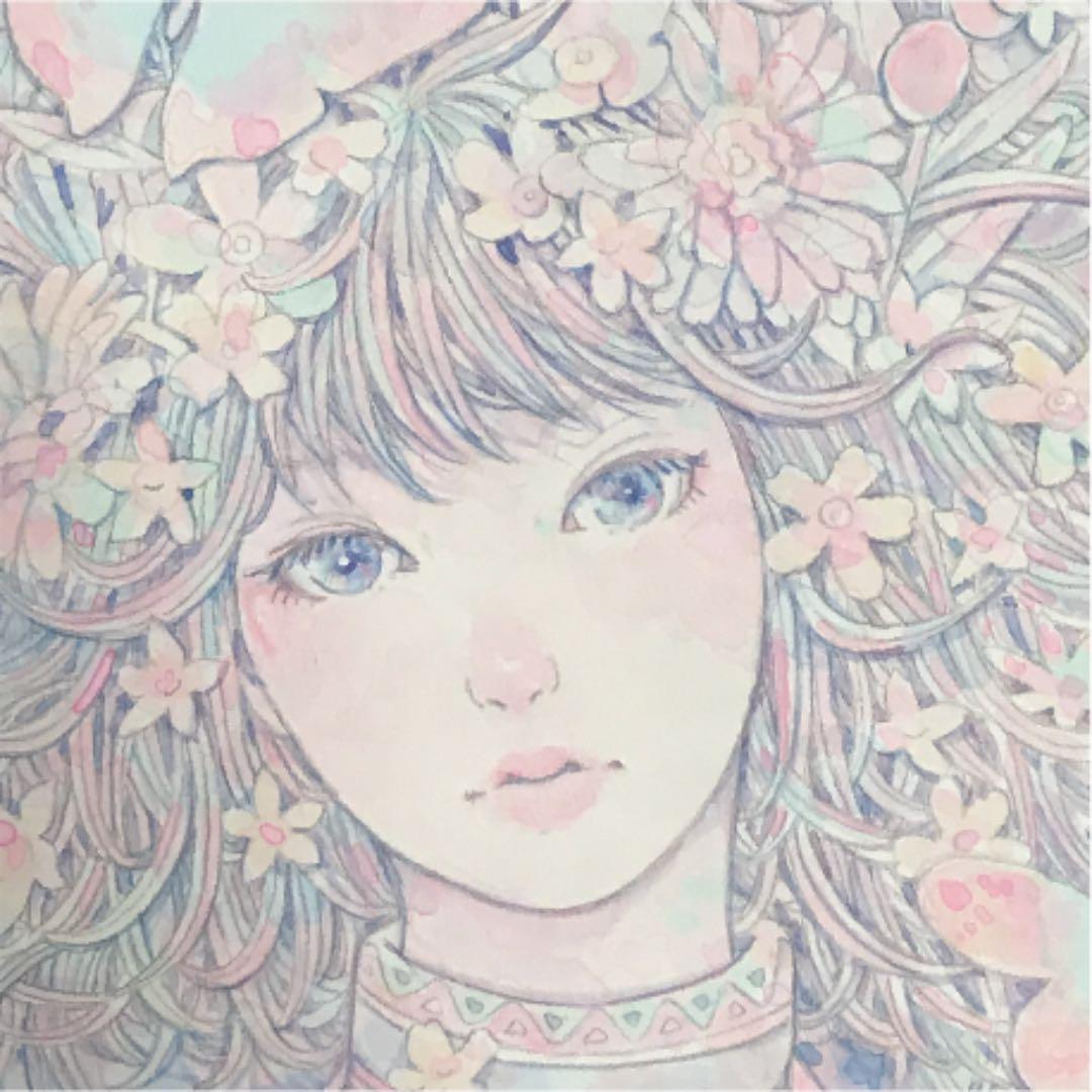 ☆木村智博「たわむれる」木製パネル アクリルガッシュ 色鉛筆 鉛筆 額付き