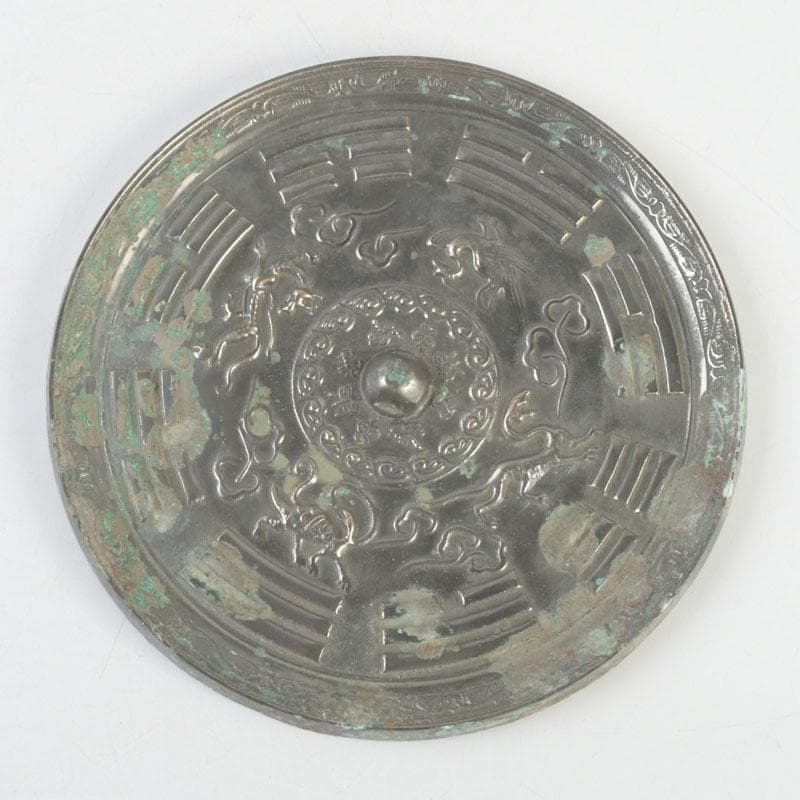 中国 古銅青銅 神獣文 銅鏡 古鏡 紙鎮 文鎮 時代箱付 M 9273E - メルカリ