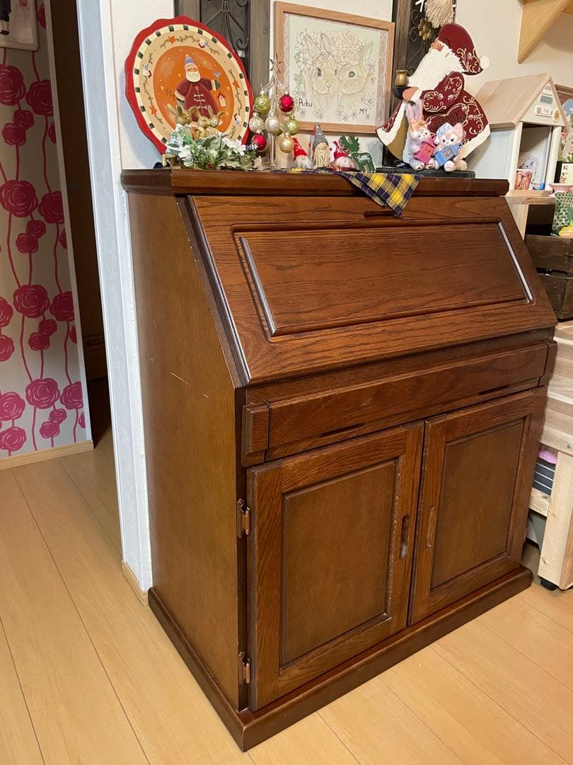 ☆ 大雪木工 ライティングビューロー デスク 書斎机 収納家具 アンティーク