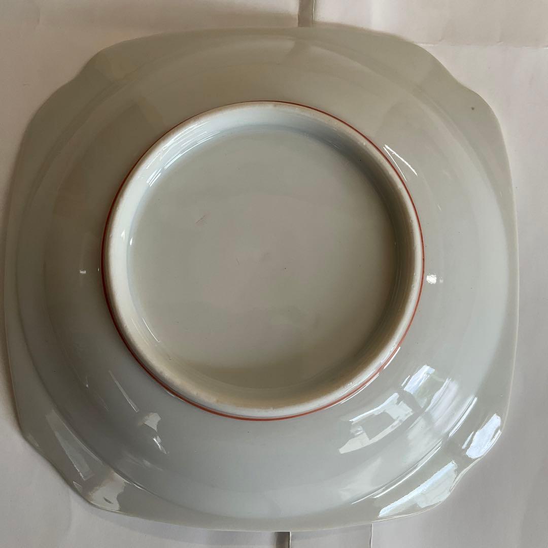 柿右衛門 色絵 梅に柴垣文角皿 五客組 江戸時代後期