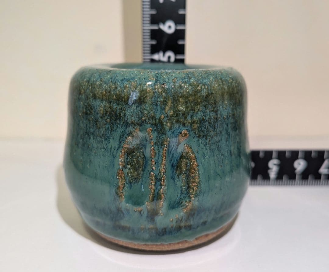 熊谷保興』緑釉 つくね蓋置 遠州七窯上野焼 熊谷本窯 茶道具 共箱