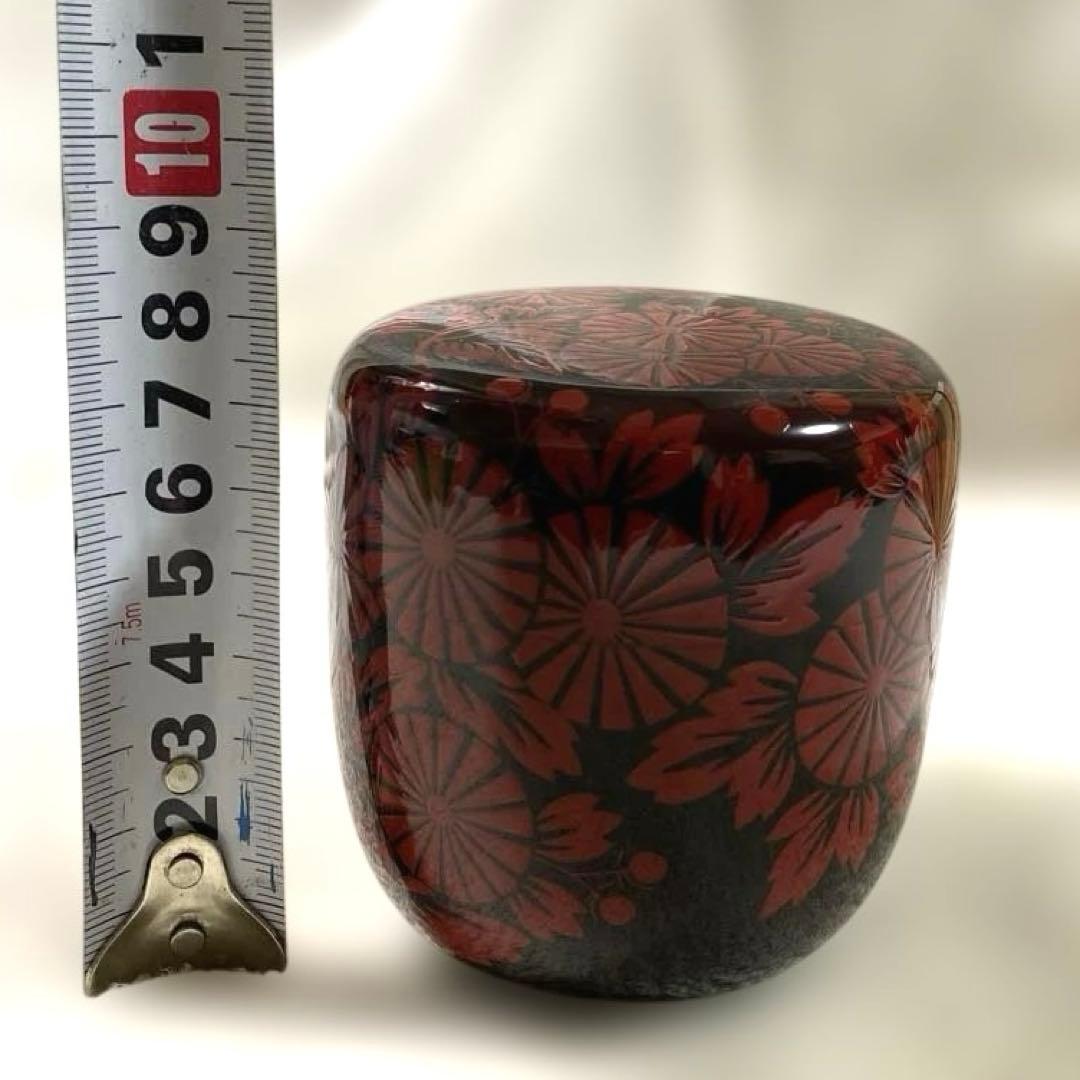 J-48 大棗 清峰銘『鵬雲斎好写 朱菊絵』 蒔絵 漆芸