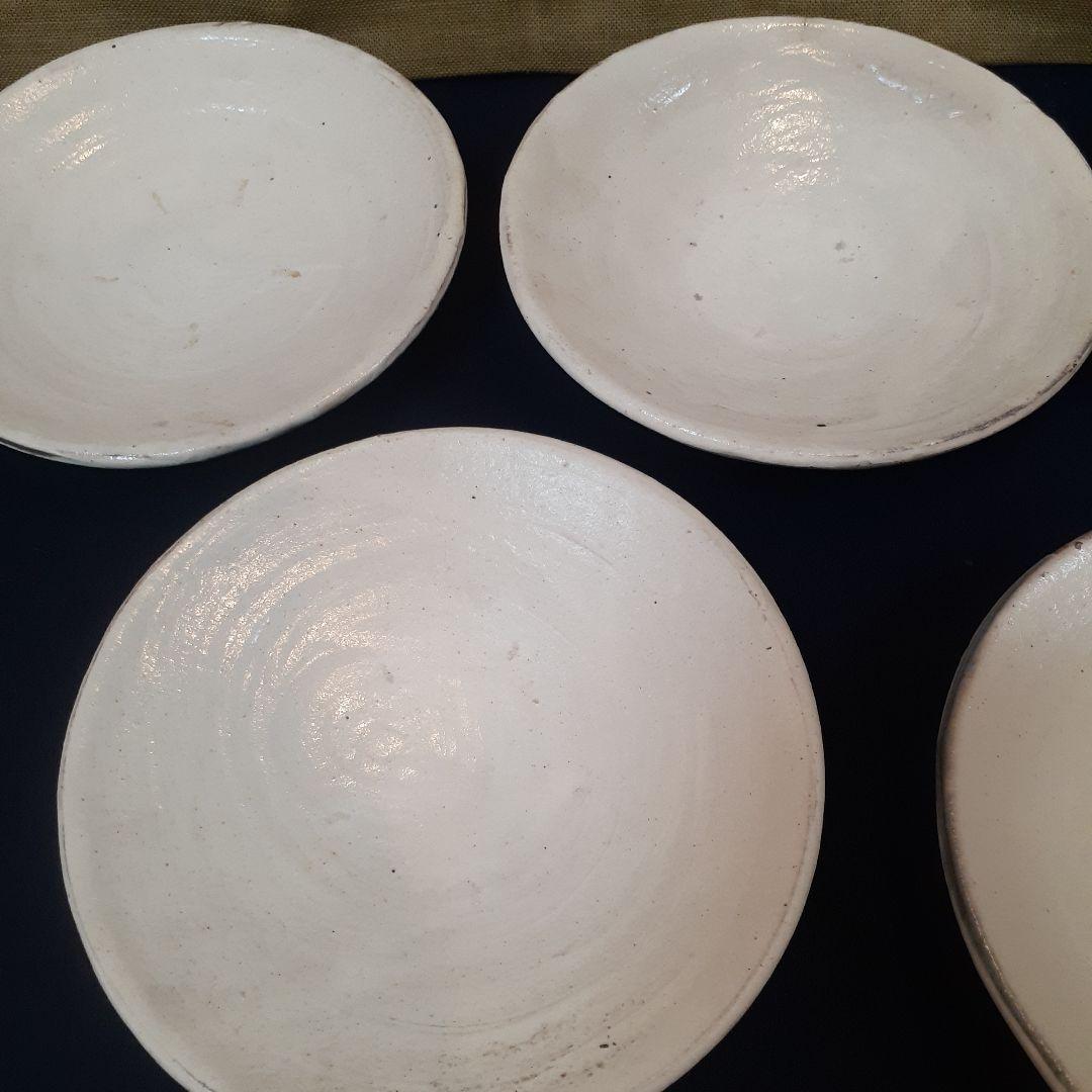 故 石田陶春 作 白丹波刷毛目四寸揃い❤️