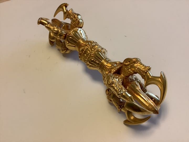 《 新品　1点物 》 24金張り　特大　仏教　五鈷杵　バジュラ　約23cm