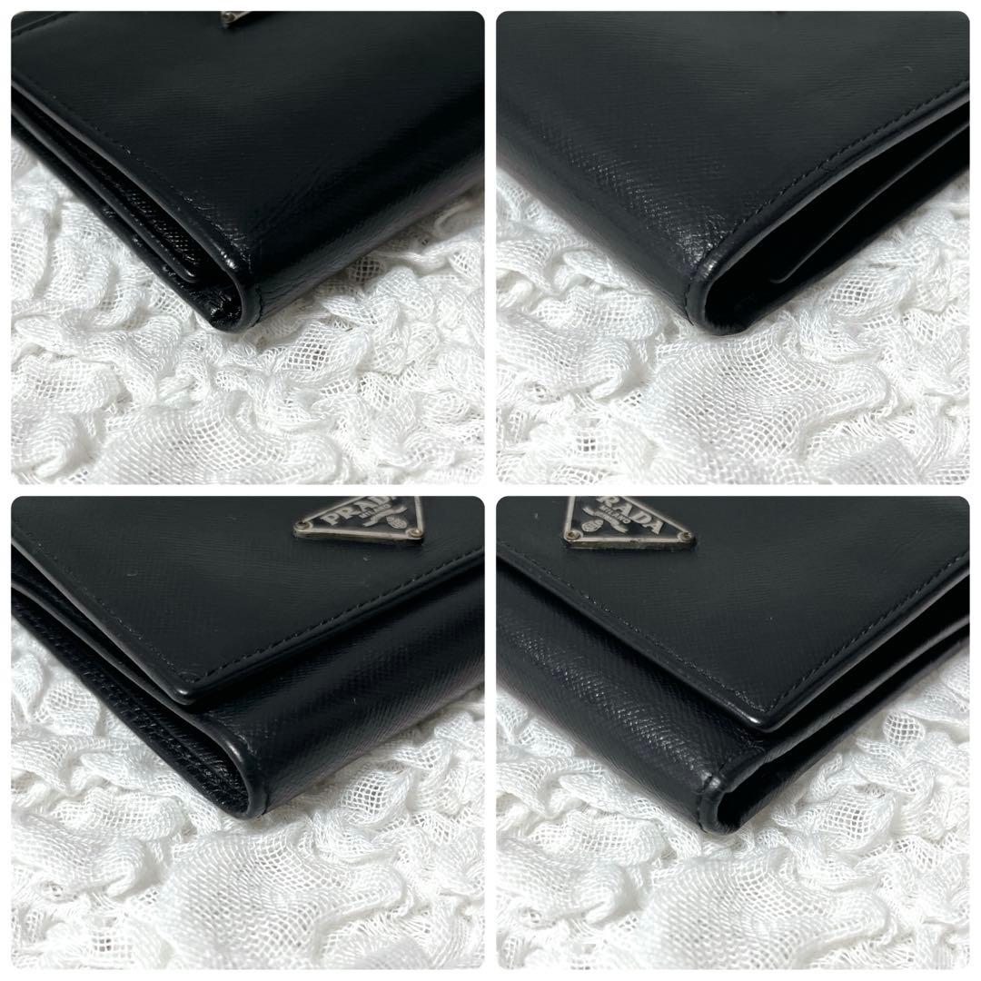 PRADA ブラック 三つ折り　財布　三角　トライアングル　コンパクト　小銭入れ