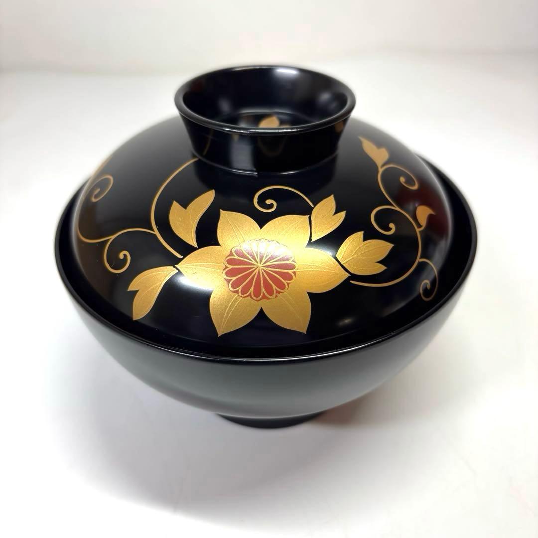 【未使用】　輪島塗　鉄仙蒔絵付 吸物椀五客　木箱付 送料無料