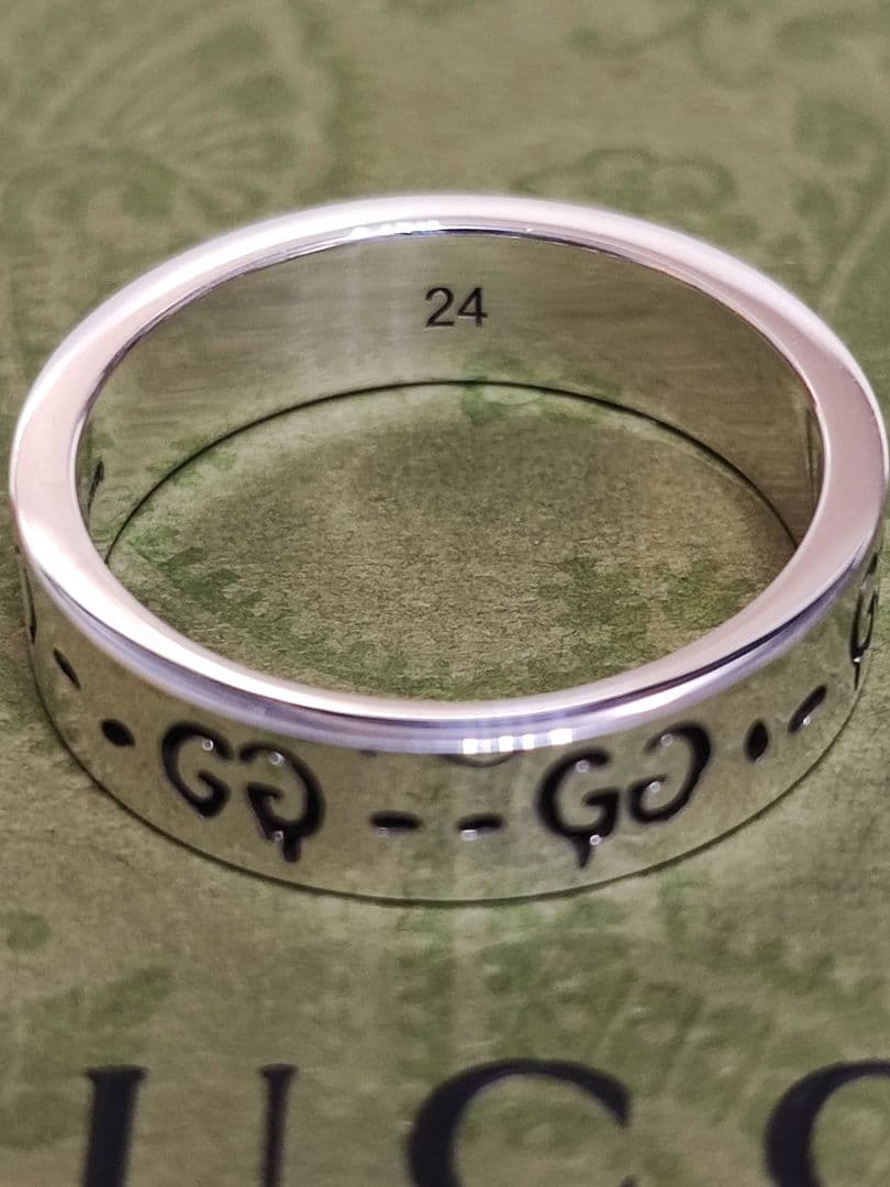 専用　新品 グッチ GHOST RING ゴースト 6MM 指輪 シルバー24号