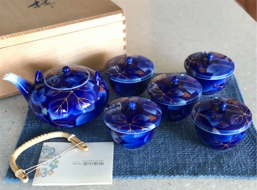 2021 深川製磁 葡萄瑠璃 皿5客 金彩 未使用 2021 深川製磁