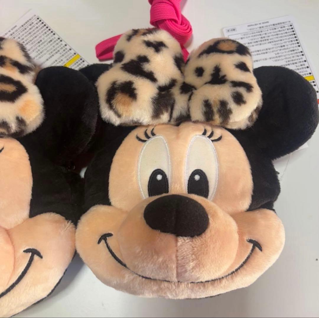 【2個セット】ヒョウ柄　ピンク紐　ミニーちゃん　ショルダーバッグ　新品　タグ付き