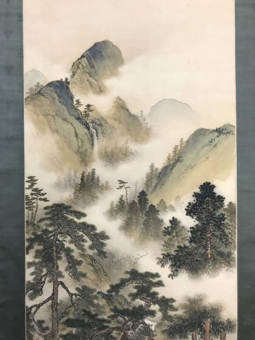 真作】近藤翠石/夏渓山樵図/山水図/人物図/掛軸/名家伝来/