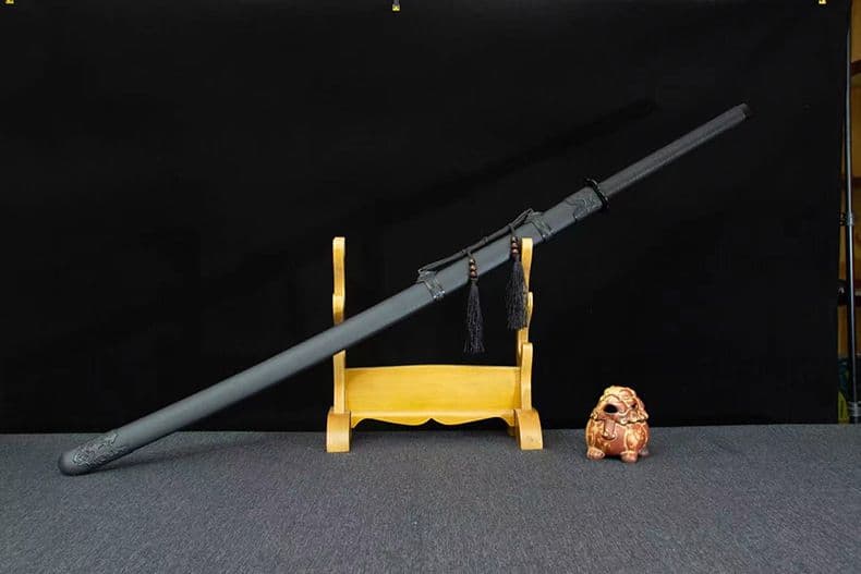 【黒逆苗刀】繍春刀 牛尾刀 苗刀 手鍛造打 鋼刀 冷兵器 古兵器 武具 刀装具