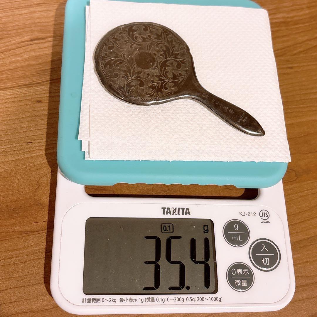 レトロ アンティーク 手鏡 ミラー 銀製 sterling 950？ 約10cm