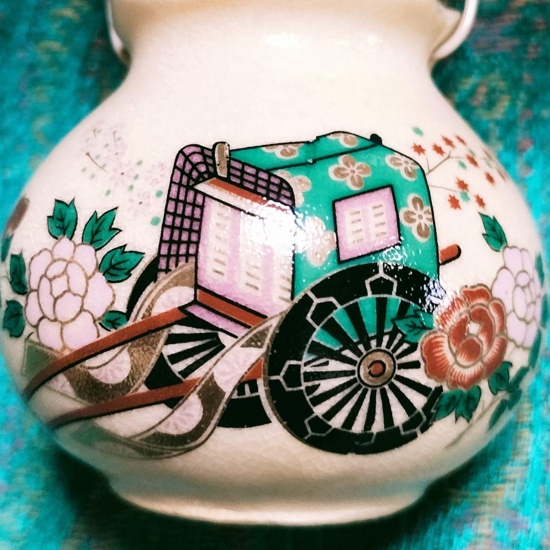 九谷焼✨美峰✨陶器製爪楊枝入 アンティーク小壺 装飾品 ✨金彩御所車
