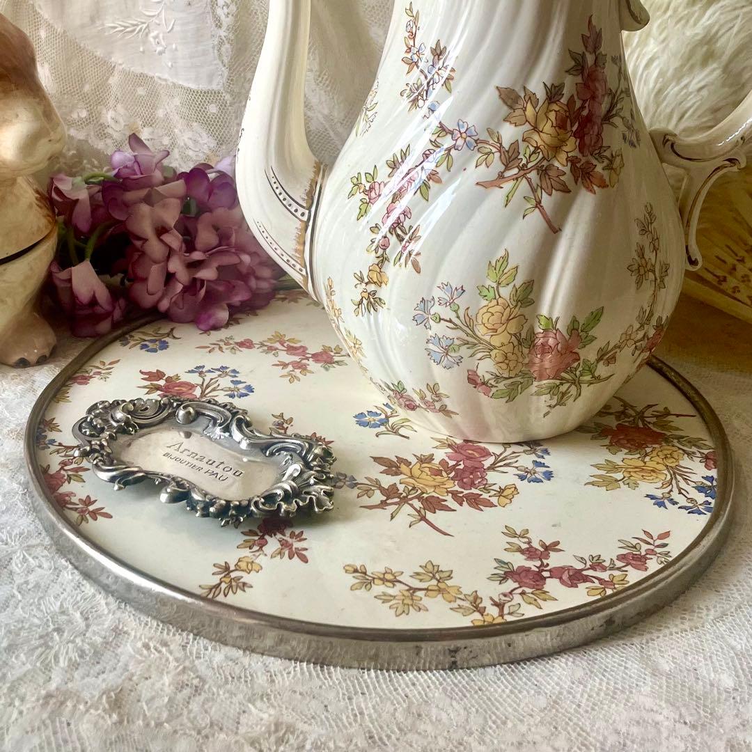 サルグミンヌ　ルイ15世　トリベット　陶板ラウンドプレート　フランスアンティーク Sarreguemines LouisXV サルグミンヌU＆C ルイ15世シリーズ