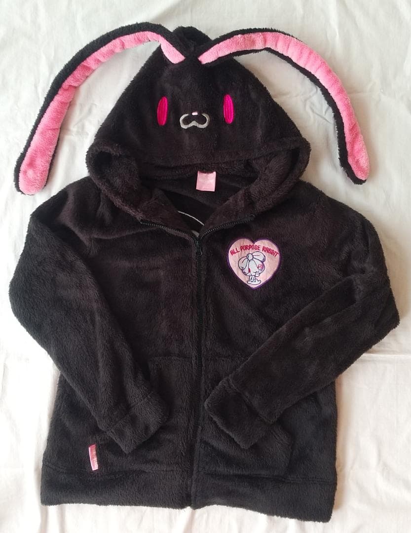 汎用うさぎ パーカー フード 黒 ブラック 森チャック GLOOMY グルーミー