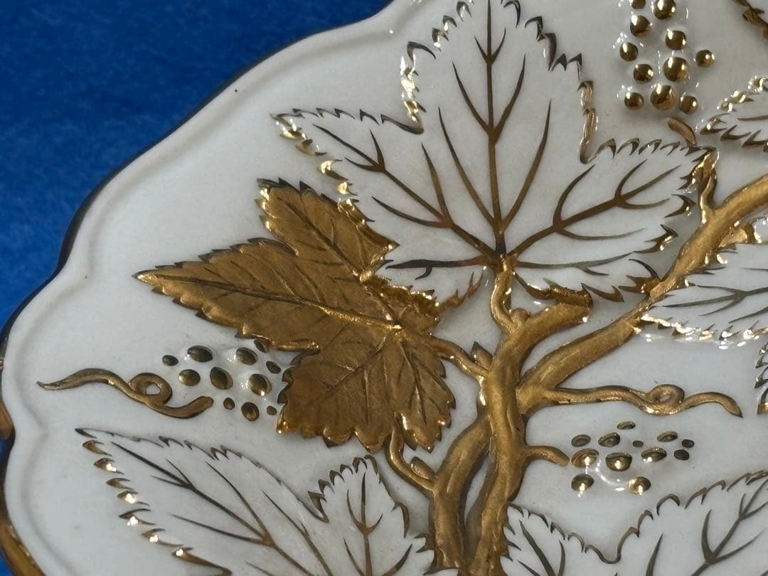 マイセン　グランツゴールドレリーフ皿　ピンクローズ　一級品　アンティーク　希少品