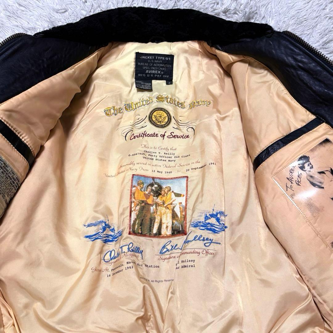 新品未使用】AVILEX 7823 G1 ボア付きフライトジャケット ブラック