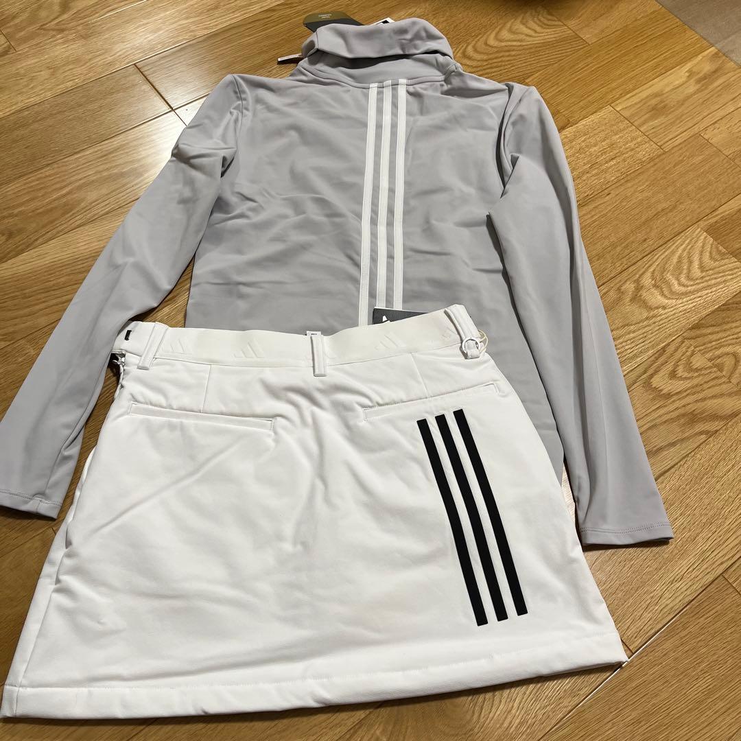 アディダスゴルフ　L キルトタートル　グレー　裏起毛　スカート 白新品　新品