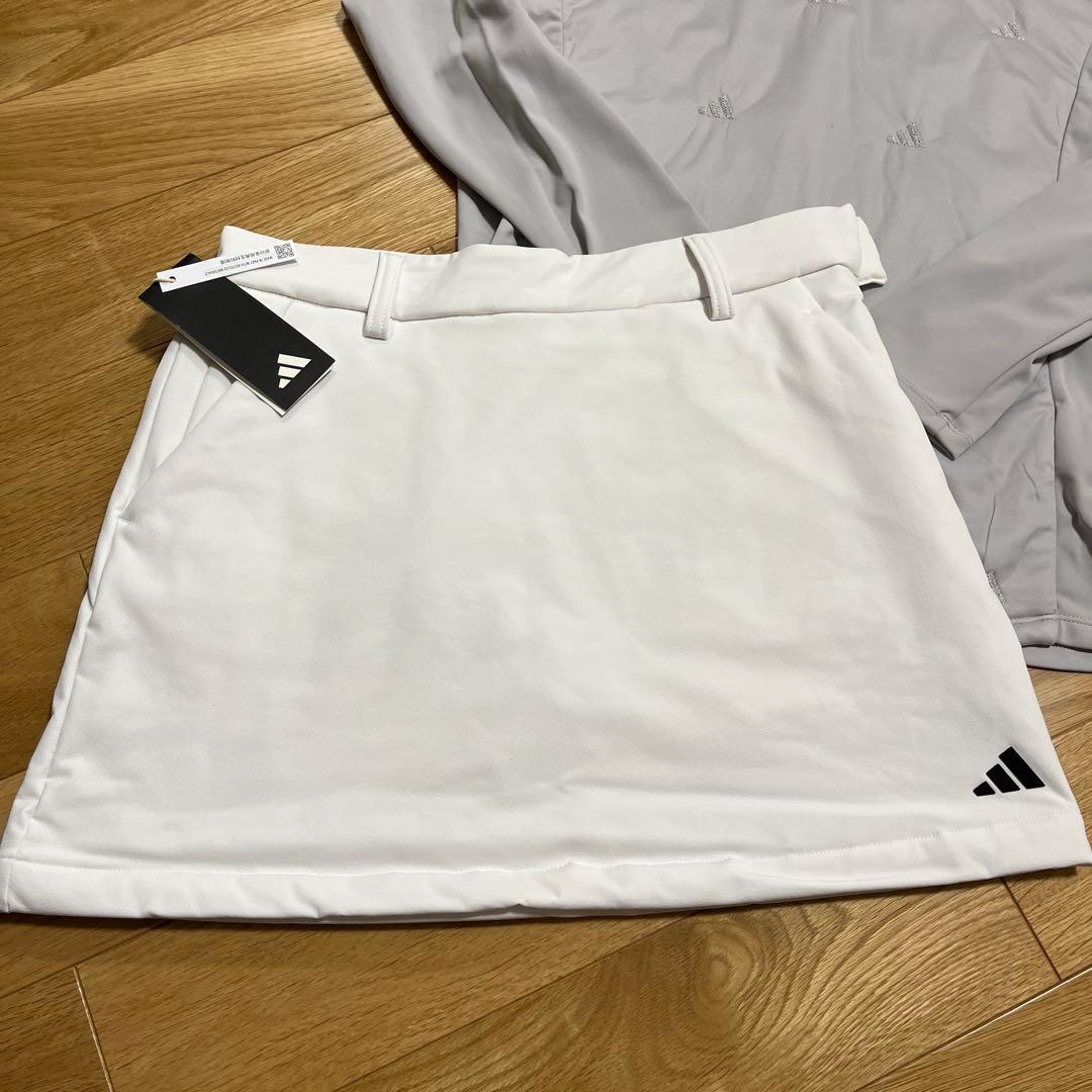 アディダスゴルフ　L キルトタートル　グレー　裏起毛　スカート 白新品　新品