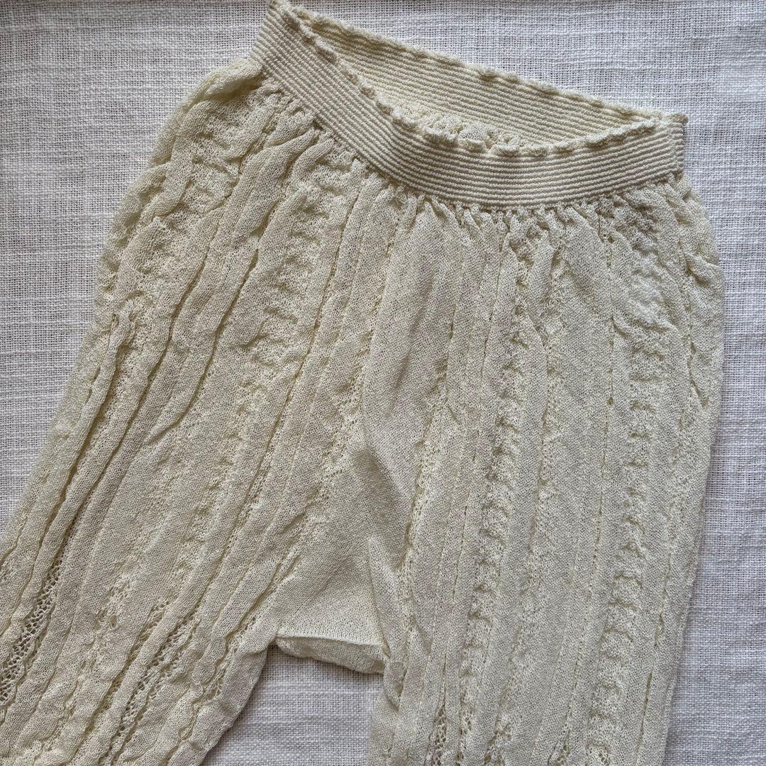 新品未使用【ROKU ロク】レースタイツ　オフホワイト　即完売品